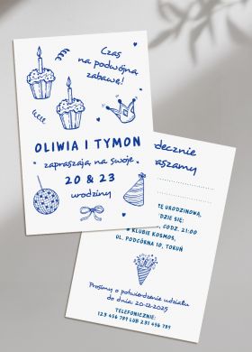 Personalizowane zaproszenie na PODW�JNE URODZINY zaproszenie na urodziny zaproszenie personalizowane