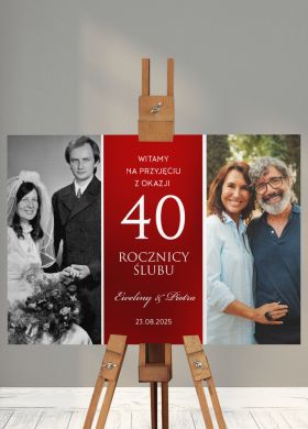 Tablica powitalna ze zdjciem RUBINOWE GODY dekoracja na rocznic lubu dekoracja sali na 40 rocznic lubu