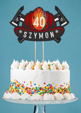 Topper na TORT DLA STRAŻAKA dekoracja na tort ozdoba na tort topper do tortu tort strażacki Topper na TORT DLA STRAŻAKA dekoracja na tort ozdoba na tort topper do tortu tort strażacki