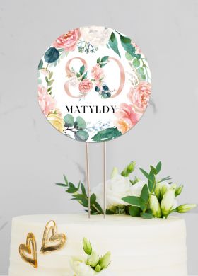 Personalizowany topper 80 urodziny KWIATY Personalizowany topper 80 urodziny KWIATY