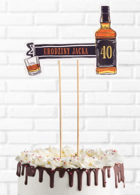 Personalizowany topper na tort dla faceta JACK whisky dekoracja na tort dekoracja tortu topper personalizowany