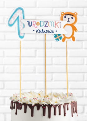 Ozdoby na tort na roczek MI topper na 1 urodziny (3szt.)