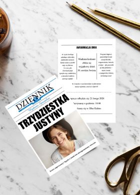 Personalizowane zaproszenia na 30 urodziny DZIENNIK