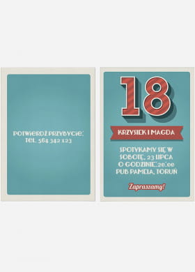 Zaproszenia personalizowane na 18 urodziny TURKUS
