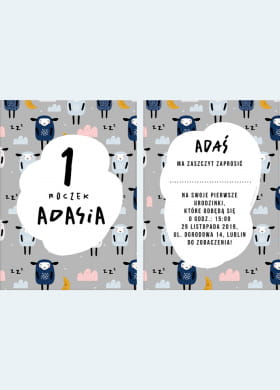 Zaproszenia na roczek dla chopca OWIECZKI