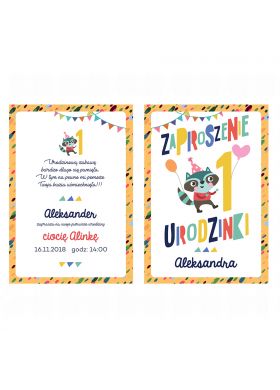 Zaproszenia personalizowane na roczek URODZINKI Z SZOPEM