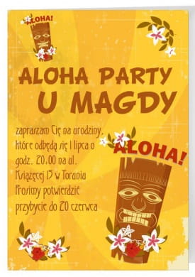 Zaproszenia personalizowane ALOHA na urodziny w stylu hawajskim
