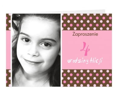 Zaproszenia urodzinowe ze zdjciem KROPECZKI zaproszenia ze zdjciem zaproszenia na 4 urodziny