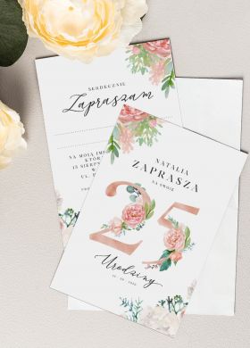 Zaproszenie na 25 urodziny KWIATY Zaproszenie na 25 urodziny KWIATY