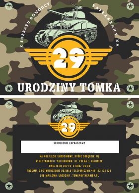Zaproszenie na urodziny WOJSKOWE zaproszenia urodzinowe zaproszenia wojskowe zaproszenie wojskowe