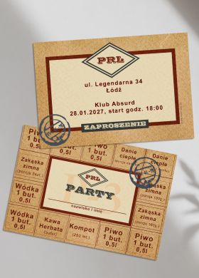 Zaproszenie PRL personalizowane zaproszenia w stylu PRL zaproszenie w stylu PRL