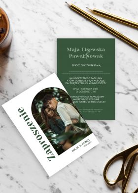Zaproszenie �lubne ze zdj�ciem BUTELKOWA ZIELE�
