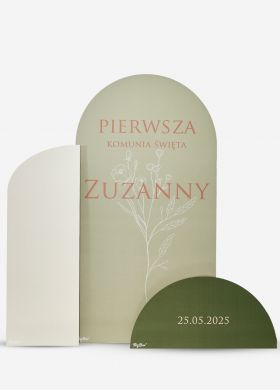 Zestaw dekoracji stojących TWÓJ TEKST stand kartonowy ścianka do zdjęć ścianka na komunię Zestaw dekoracji stojących TWÓJ TEKST stand kartonowy ścianka do zdjęć ścianka na komunię
