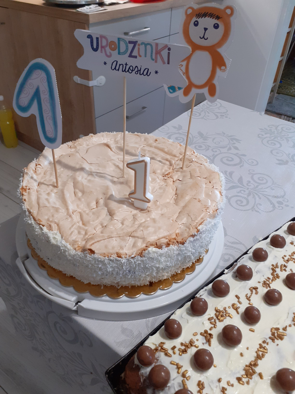 feel mini Recur Ozdoby na tort na roczek MIŚ topper na 1 urodziny (3szt.) / Akcesoria na  roczek