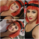 Zdj�cie osoby, kt�ra kupi�a Peruka czerwona z grzywk� Fever LOLA peruka cosplay